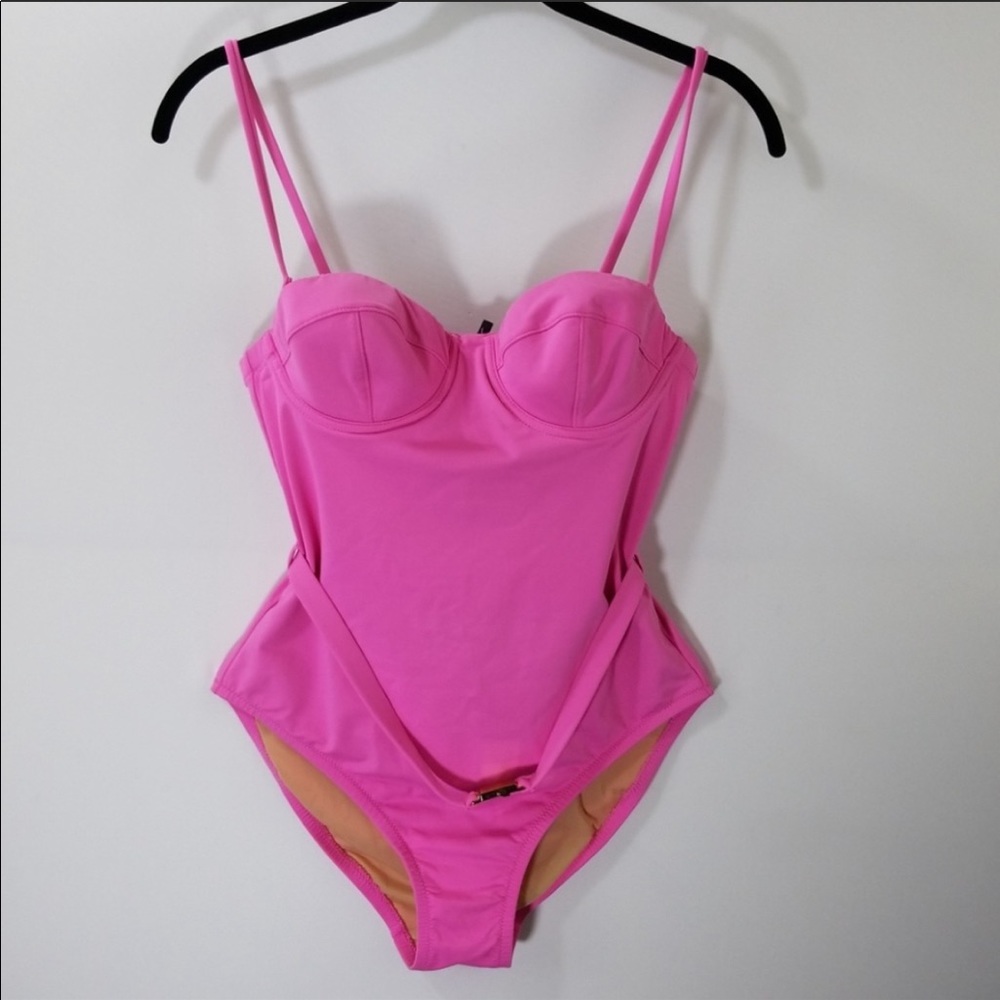 NEW J. Crew pink swimsuit with buckle belt